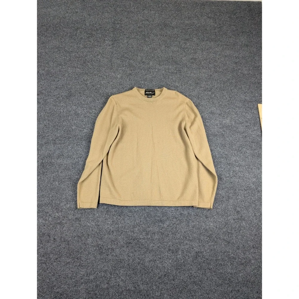 Eddie Bauer Men M Tan Italian Merino Stretch Wool Crewneck Sweater Australia - Picture 4 of 11